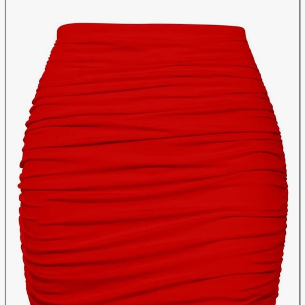 Elegant Red Ruched Skirt